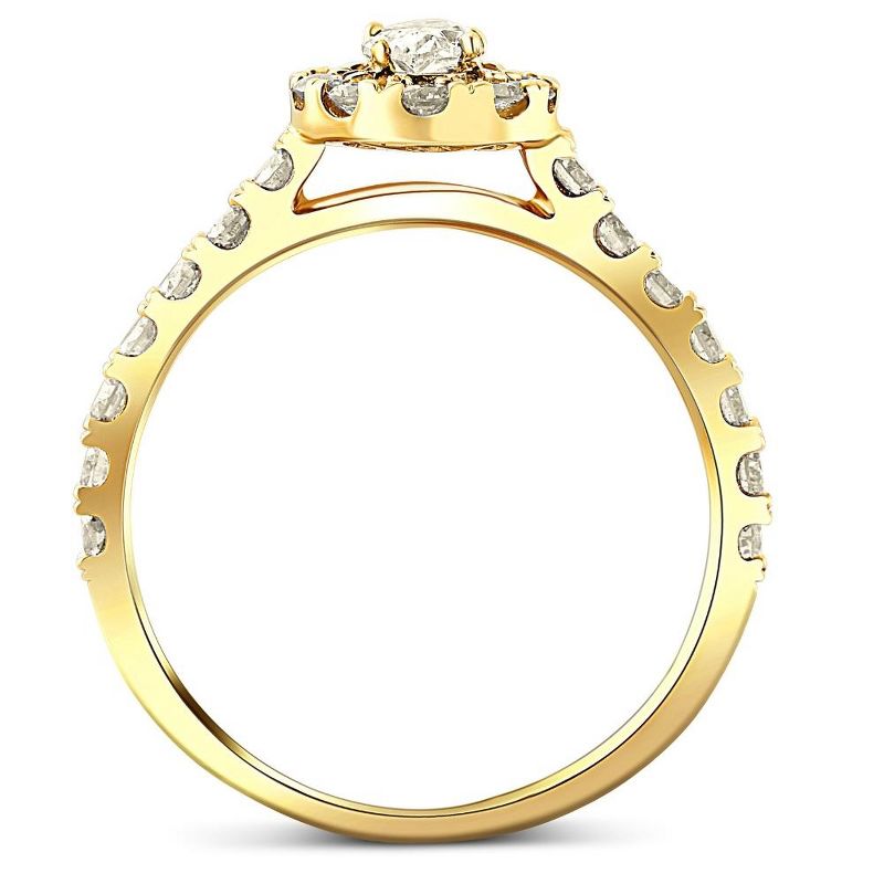 Pompeii3 1Ct Natural Oval Diamond Halo Engagement Ring in 10k Yellow Gold, 3 of 6