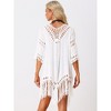 Allegra K Women's Tassel Tie Front Flowy Beach Bikini Crochet Swim Cover Ups - 4 of 4