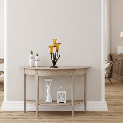 21.5" Amber Glass and Bronze Lily Table Lamp Set