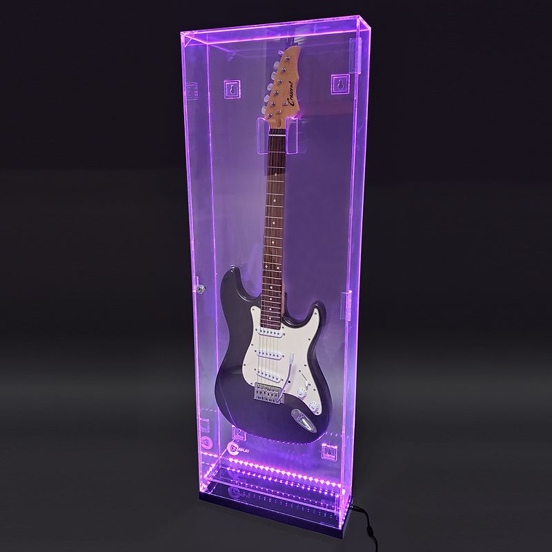 OnDisplay Deluxe Acrylic Wall Mounted/Tabletop UV-Protected Electric Guitar Display Case w/Lights, 1 of 11