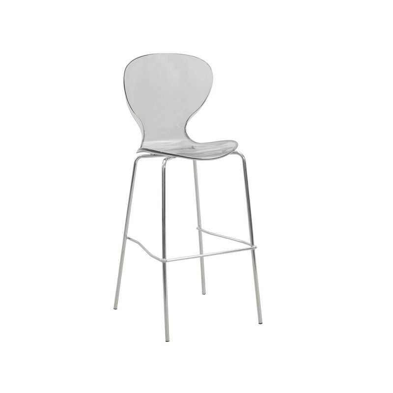 LeisureMod Oyster Acrylic Barstool with Steel Frame in Chrome Finish, 1 of 12