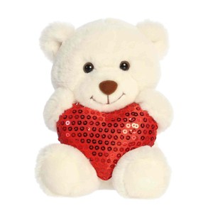 Aurora Small Glimmerheart Bear Valentine Heartwarming Stuffed Animal Cream 7" - 1 of 4