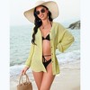 Women's Swimsuit Cover Up Shirts Summer Long Sleeve Button Down Bikini Beachwear Beach Bathing Suit Shirt - 2 of 4