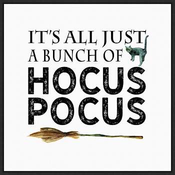22" x 22" Just a Bunch of Hocus Pocus Broom Portfolio Framed Wall Canvas - Amanti Art: Sylvie Black Frame, Fade-Resistant, Ready to Hang