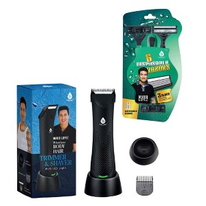 Pursonic - Mario Lopez Wireless Body Hair Trimmer & Shaver and Mario Lopez Disposable Razors - 3 Blade Shaving Surface Technology - 1 of 3