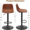 SEVOBAL Adjustable Bar Stools Set of 2 Swivel Bar Stool Height Stools Bar Chairs Leather Bar Stool Kitchen Island Barstools, Brown, 16"*16.5"*38.6" - 3 of 4