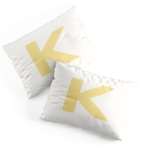 Deny Designs Standard April Lane Art Block Yellow Monogram K Microfiber Printed Pillow Sham - 1 of 3