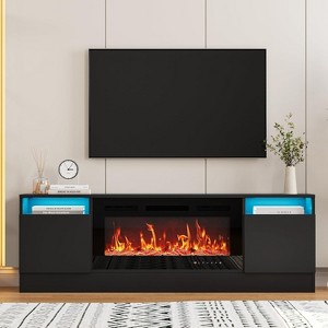 Acekool Modern White TV Stand for Living Room, Entertainment Center for TV up to 75", Storage Cabinets & Fireplace Insert Space, 70 Inch Console - 1 of 4