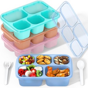 4 Pack Bento Box Adult Lunch Box, 5-Compartment Meal Prep - 1 of 4