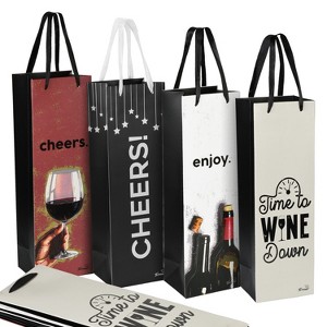 12pcs Wine Gift Bag, Silk Handles Recyclable Paper Wine Bottle Bag, Bulk Set for Wedding, Business Parties, Birthdays - Tirrinia - 1 of 4