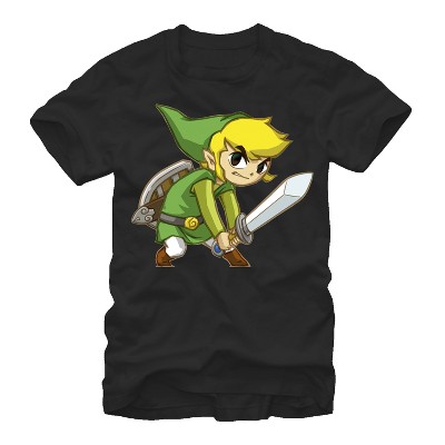 Men's Nintendo Legend of Zelda Pixel Link Graphic Tee Navy Blue Small 