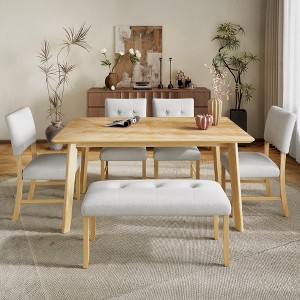 Lirago Rectangular Dining Table for 6  Kitchen Room Table Minimalist Retro Dinette Table 30.1"H x 35.1"D x 59.8"W - 1 of 4