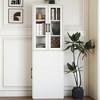 Chic Crate 70.87" Tall Display Cabinet with Glass Doors & 4‑Tier Pull‑Out Shelves – Modern Wooden Storage Bookcase Cabinet - 3 of 4