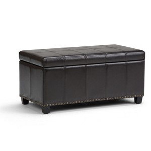 Megan Storage Ottoman Bench Tanners Brown Faux Leather - Wyndenhall