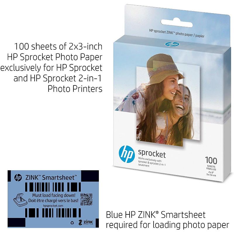 HP Sprocket 2x3" Premium Zink Sticky Back Photo Paper (100 Sheets) Compatible with HP Sprocket Photo Printers., 2 of 4