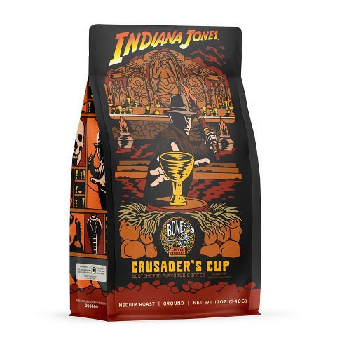 Bones Coffee Company Crusader's Cup Ground Coffee Beans Scotcheroo Flavor Inspired by Indiana Jones 12 oz Medium Roast (Ground) - image 1 of 4