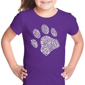 LA Pop Art Girl's Word Art T-shirt - Dog Paw - 1 of 4