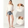 Allegra K Women's Boho Hollow-Out Ruffled Stand Collar Eyelet Puff Sleeve Button-Up Shirt - 2 of 4