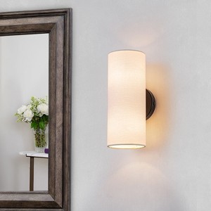 LLHZSY 2-Light Cylindrical Wall Light Sconces with Off-white Linen Shade for Bedroom Living Room-11 4/5" - 1 of 4