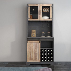 Farmhouse Kitchen Cabinets With Sliding Barn Door, Bar Cabinet with Warp-Resistant Premium Particle Board, Coffee Bar Cabinet-Cuddlewood - 1 of 4