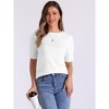 Allegra K Women's Half Sleeve Boat Neck Stretchy Basic Summer Casual Shirt - 4 of 4