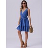 Allegra K Women's Ruffled Hem Waist Strap V Neck Sleeveless Bohemian Midi Dress - 3 of 4