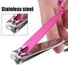 Unique Bargains 1 Set Nail Cutter Set Professional Nail Clipper Kit for Travel or Home Silver Tone and Pink Stainless Steel - 3 of 4