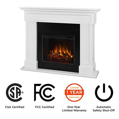 White Freestanding Electric Fireplace with Mantel