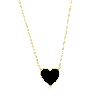 Classic Gold 14K Yellow Gold, Onyx Heart Necklace - Gold - 16+2 Inch - 1 of 2