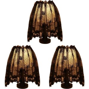 3 Pack Halloween Decorations Indoor, Black Lace Spider Web Lampshade Cover - 1 of 3