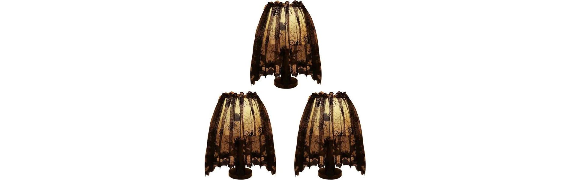 3 Pack Halloween Decorations Indoor, Black Lace Spider Web Lampshade Cover