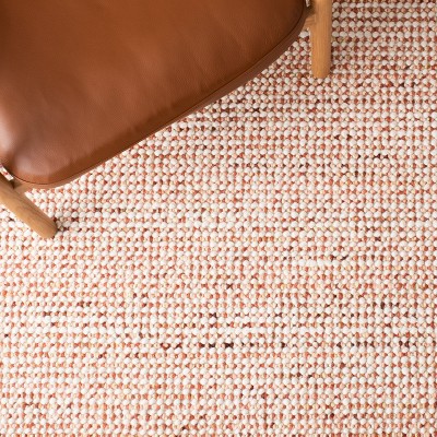 Ivory and Rust Hand-Woven Wool Runner Rug