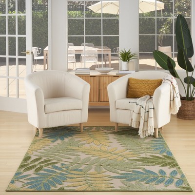 Green Multicolor Tropical Leaf Flat Woven Indoor/Outdoor Rug 5'3" x 7'5"
