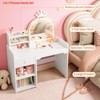 Girls Vanity w/Lights 2 in 1 Princess Makeup Vanity Desk Toddler Vanity Table & Chair Set w/ Open Bookshelf Storage Cabinet - 4 of 4