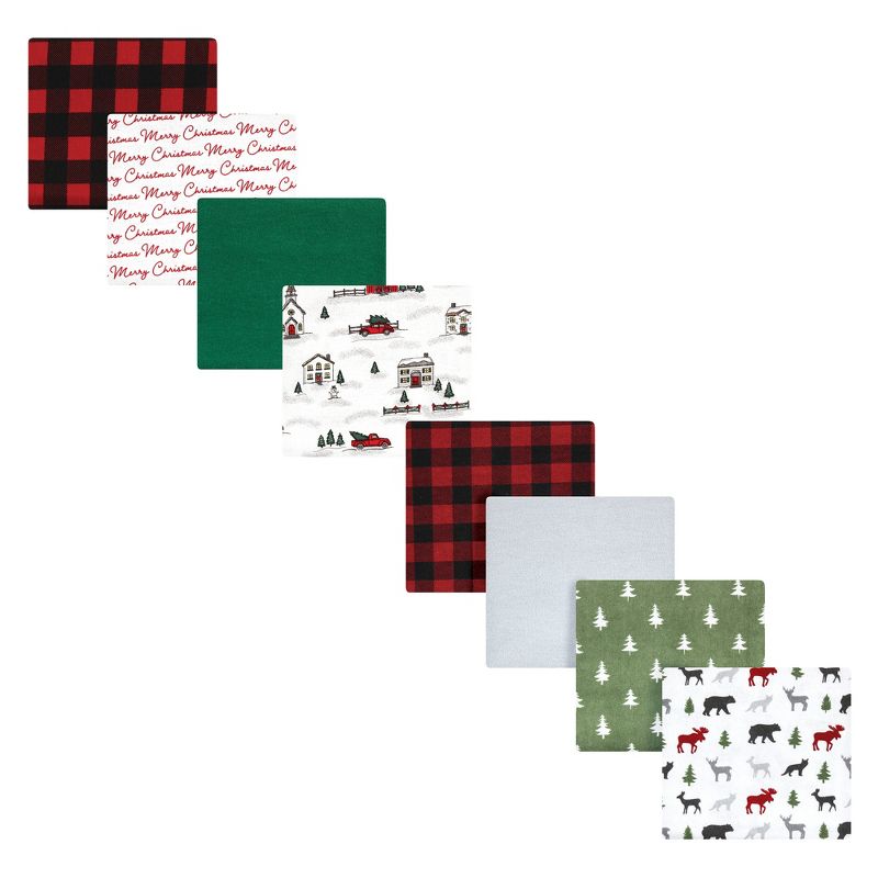 Hudson Baby Cotton Flannel Receiving Blankets Bundle Set, Christmas Scene Woodland Christmas, One Size, 1 of 4