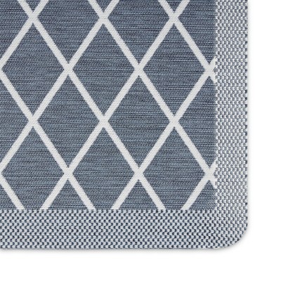 Miles Blue and White Polyester Anti-Fatigue Kitchen Mat