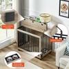 Dog Crate Furniture, Dog House Indoor with Feeding Bowl and Wheels, Wood Dog Crate Dog Kennels Decorative Dog Crate for Small Medium Dogs 38.5"W - 2 of 4