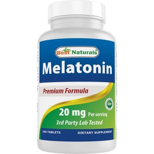 Best Naturals Melatonin 20mg 240 Tablets - Drug-Free Nighttime Sleep Aid - Non-GMO & Gluten Free - 1 of 4