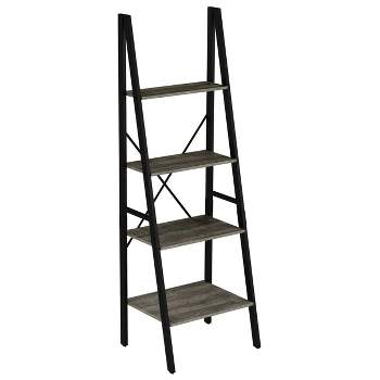 Hastings Home Ladder-Style 4-Tiered Bookcase, Gray