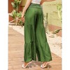 Coolmee Women's Pant Wide Leg High Waist Pants Loose Elastic Smocked Waist Flowy Pant With Belt - 4 of 4