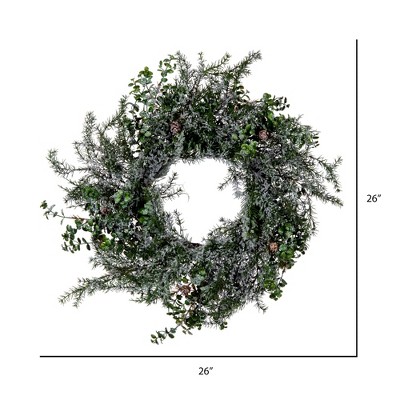 Frosted Eucalyptus & Pine Cone 23" Outdoor Christmas Wreath