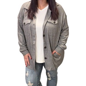 Women's Heather Ribbed Longline Sweater - ZENANA - 1 of 2