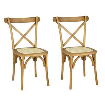 Cassis Classic Traditional X-Back Wood Rattan Dining Chair - JONATHAN Y