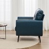 TYBOATLE Blue Leather Accent Chair, Tufted Mid-Century Armchair for Salon, Office, Living Room - 2 of 4