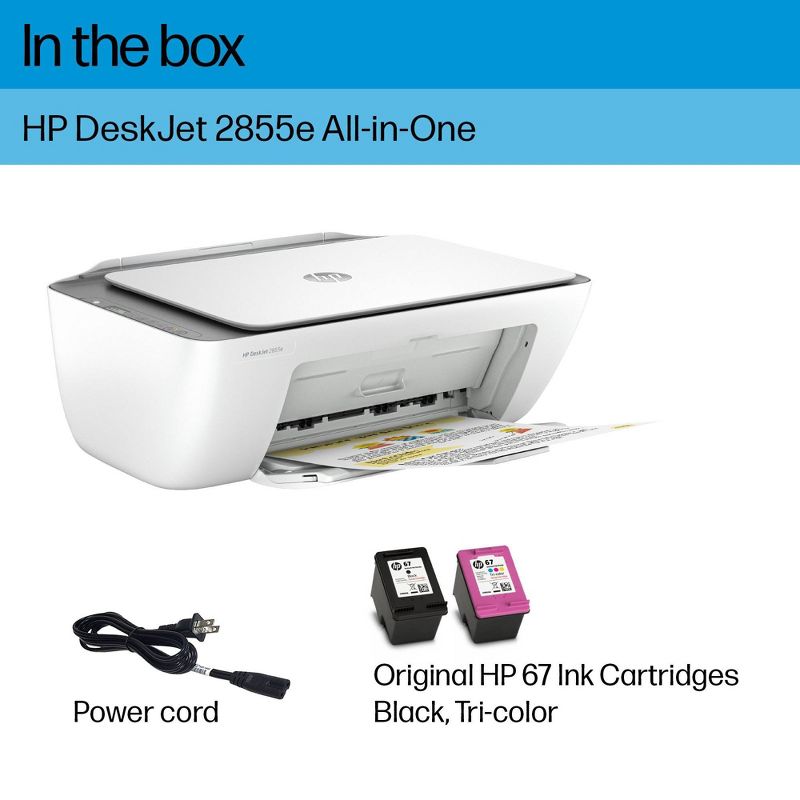 HP DeskJet 2855e Wireless All-In-One Color Printer, Scanner, Copier - White, 5 of 10