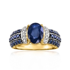 Ross-Simons 2.60 ct. t.w. Sapphire Ring With Diamond Accents in 14kt Yellow Gold - 1 of 4