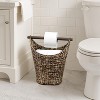 happimess Talia Classic Coastal Hand-Woven Water Hyacinth Toilet Paper Basket with Wood Bar - 2 of 4