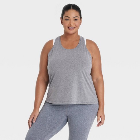 Women's Seamless Medium Support Cami Midline Sports Bra - All In Motion™  Heathered Gray 4x : Target