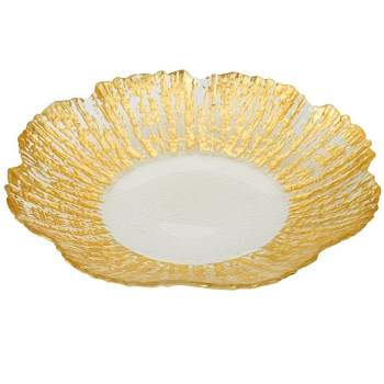 Classic Touch Set 4 Flower Shaped Plates Scalloped-Gold