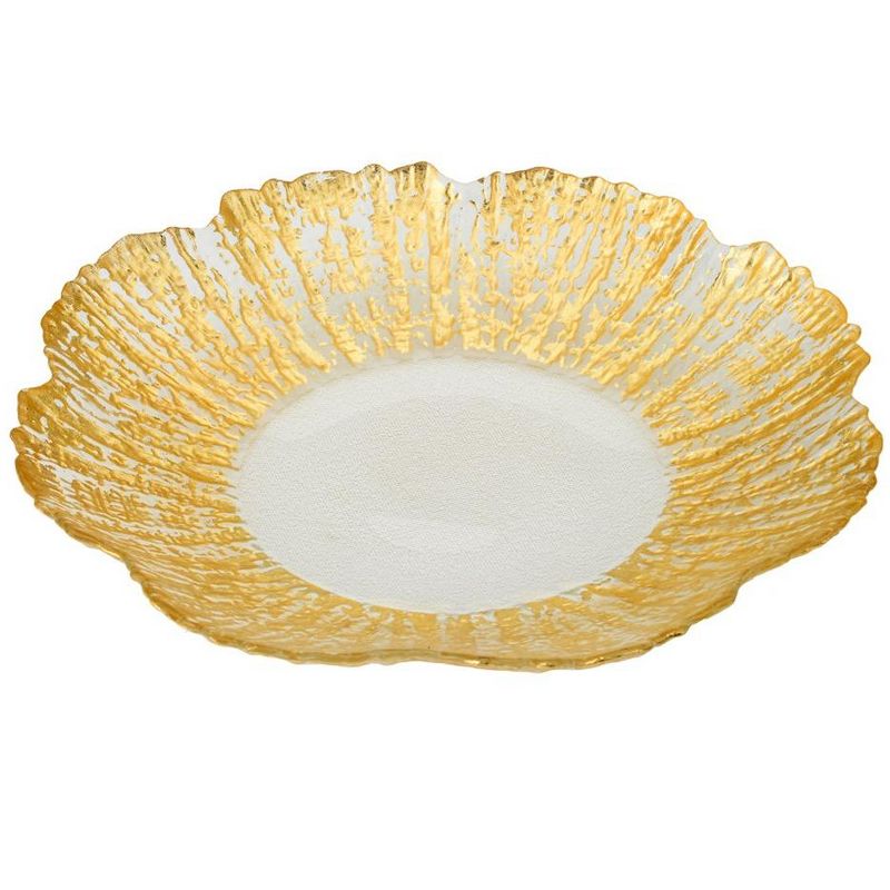 Classic Touch Set 4 Flower Shaped Plates Scalloped-Gold, 1 of 4